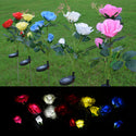 3 Heads Solar Rose Lantern Outdoor Garden Led Ground Plug Simulation Lantern