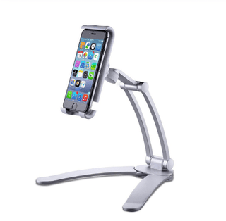 homeandgadget Home Silver Phone 2-in-1 Desktop & Wall Pull-Up Lazy Bracket