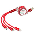 homeandgadget Home Red 3-in-1 Retracting USB Cable Data Charger