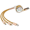 homeandgadget Home Gold 3-in-1 Retracting USB Cable Data Charger