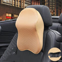homeandgadget Home Beige 3D Memory Foam Car Neck & Back Pillow For Driving