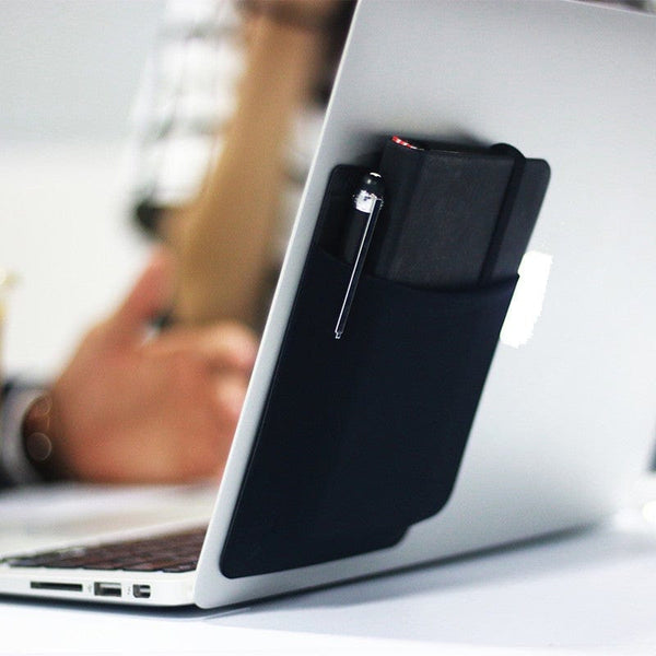 homeandgadget Home Adhesive Pocket Laptop Storage for External Hard Drives & Pens