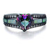 homeandgadget White opal muticolor / 10 Beautiful Black Plated Opal Heart Ring