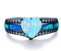 homeandgadget Beautiful Black Plated Opal Heart Ring