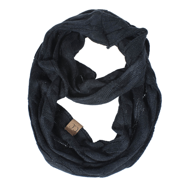 homeandgadget Black Cable Knit Infinity Scarf