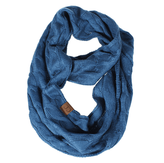 homeandgadget Blue Cable Knit Infinity Scarf
