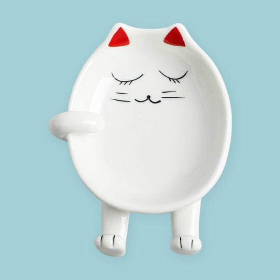 homeandgadget Home Red Ceramic Cat Spoon Rest