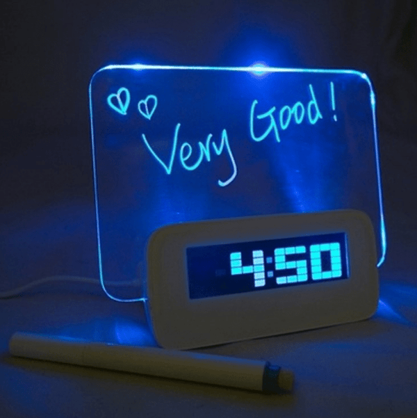 homeandgadget Home Blue Digital Alarm Clock with Message Board