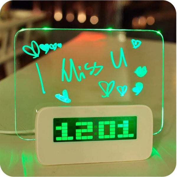 homeandgadget Home Green Digital Alarm Clock with Message Board