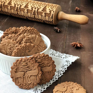 homeandgadget Embossed Holiday Rolling Pins