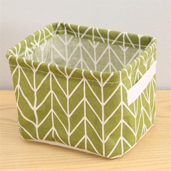 homeandgadget Home Green grid Fabric Storage Basket