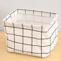 homeandgadget Home White grid Fabric Storage Basket