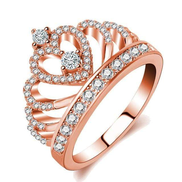 homeandgadget 5 / Rose Gold Clear Gorgeous Princess Tiara Zirconia Ring