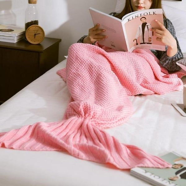 homeandgadget Pink / Small Handmade Mermaid Tail Snuggle Blanket