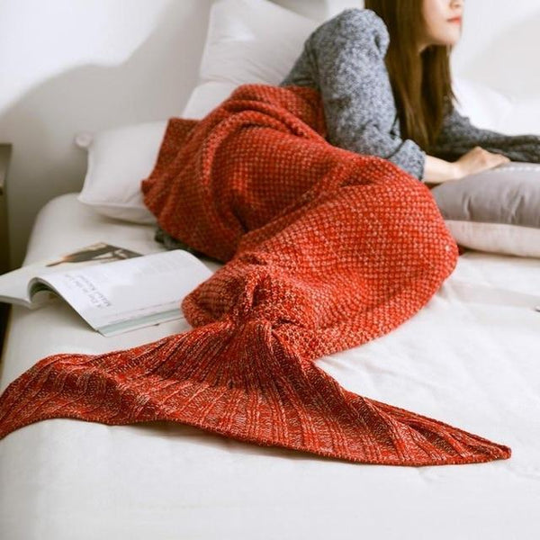 homeandgadget Red / Small Handmade Mermaid Tail Snuggle Blanket