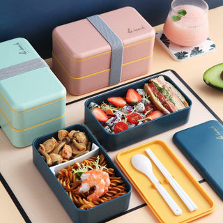 homeandgadget Home Japanese-style Bento Lunch Box Double-layer Plastic