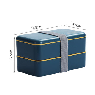 homeandgadget Home Blue Japanese-style Bento Lunch Box Double-layer Plastic