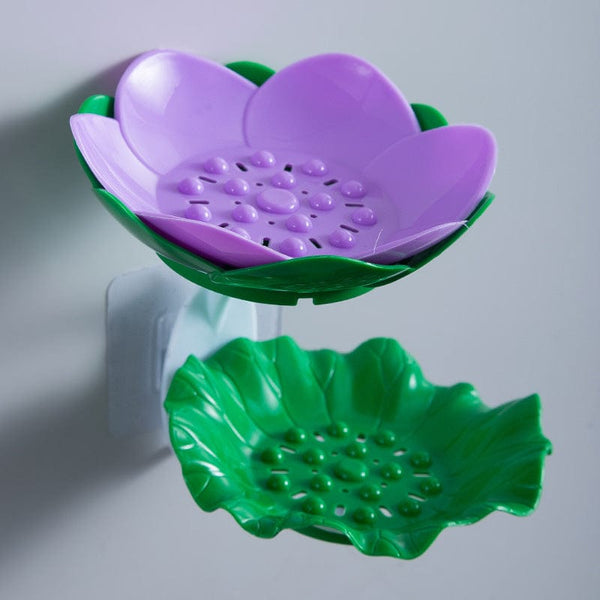 homeandgadget Home Purple Lotus Shape Double-Layer Soap Holder