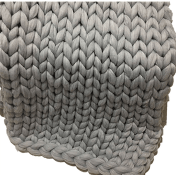 homeandgadget Home 19x19in / Gray Merino Wool hand-woven Chunky knit Blanket
