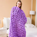 homeandgadget Home 31x31in / Purple Merino Wool hand-woven Chunky knit Blanket