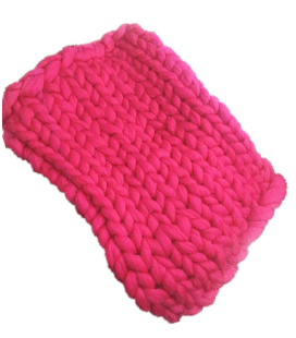 homeandgadget Home 24x24in / Rose red Merino Wool hand-woven Chunky knit Blanket