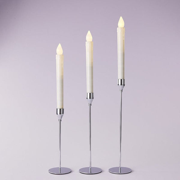 homeandgadget Home Silver Metal Candle Holder (3pc Set)
