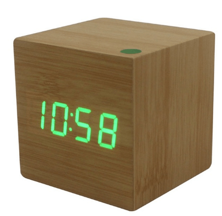 homeandgadget Home Bamboo green Modern Digital Wood Clock