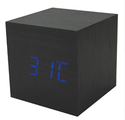 homeandgadget Home Black blue Modern Digital Wood Clock