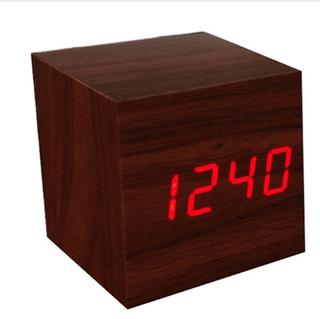 homeandgadget Home Brown red Modern Digital Wood Clock