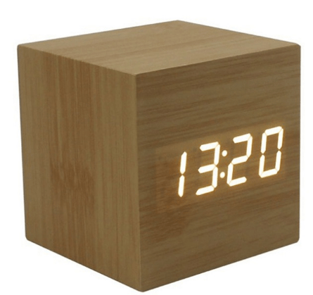 homeandgadget Home Bamboo white Modern Digital Wood Clock