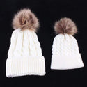 homeandgadget White "Mommy & Me" Matching Faux Fur Beanies