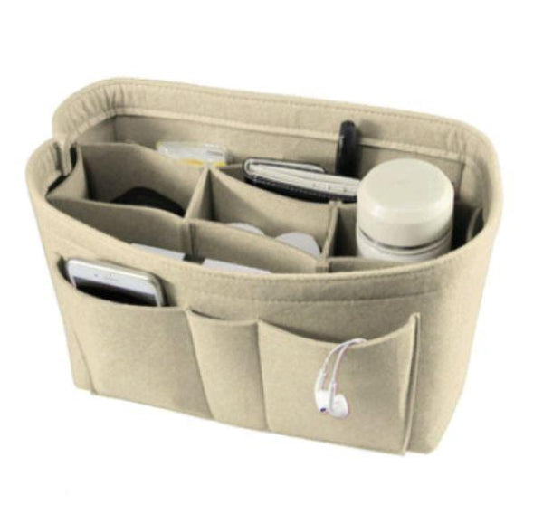 homeandgadget Beige Multi-Pocket Handbag Organizer