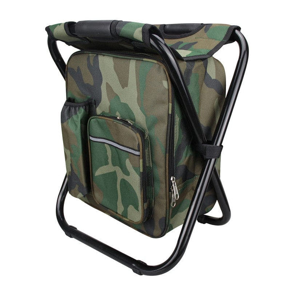 homeandgadget Home Outdoor Folding Chair with Ice Pack Camping Fishing Stool Portable Backpack Cooler Insulated Picnic Bag