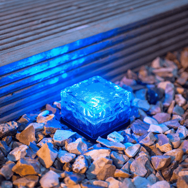 homeandgadget Home Blue Outdoor Solar Glass Brick Lights