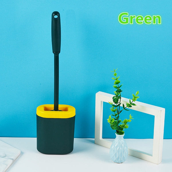 homeandgadget Home Green Revolutionary Flexible Silicone Toilet Brush With Holder