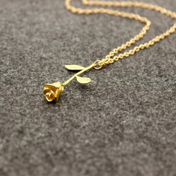 homeandgadget Gold Rose Pendant Necklace