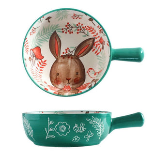 homeandgadget Home Cute rabbit Single Handle Baking Bowl