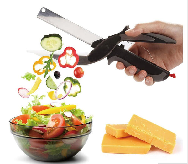 homeandgadget Home Stainless Steel Cutter Knife and Cutting Board Scissors