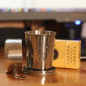 homeandgadget Home Stainless Steel Travel Folding Collapsible Cup With Keychain Lid