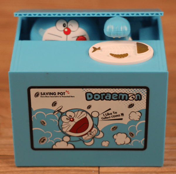 homeandgadget Home Doraemon Stealing Coin Cat Piggy Bank, Plastic