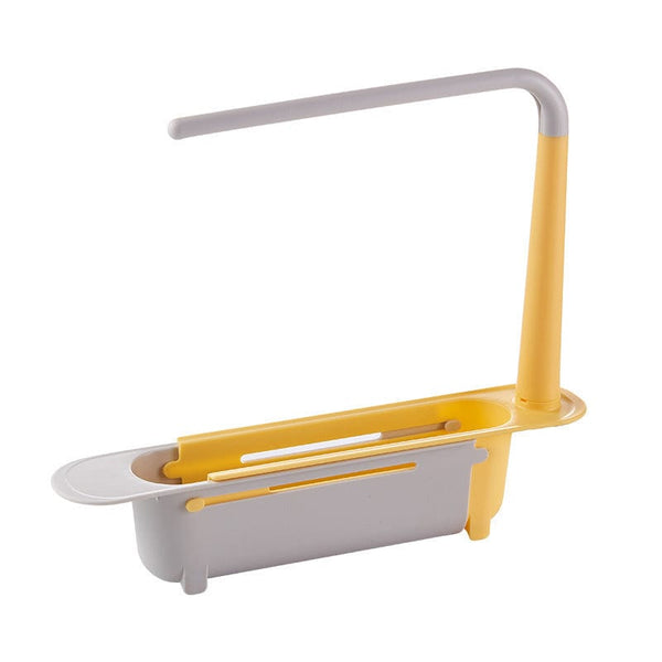 homeandgadget Home Yellow Telescopic Sink Rack With Drain Holes