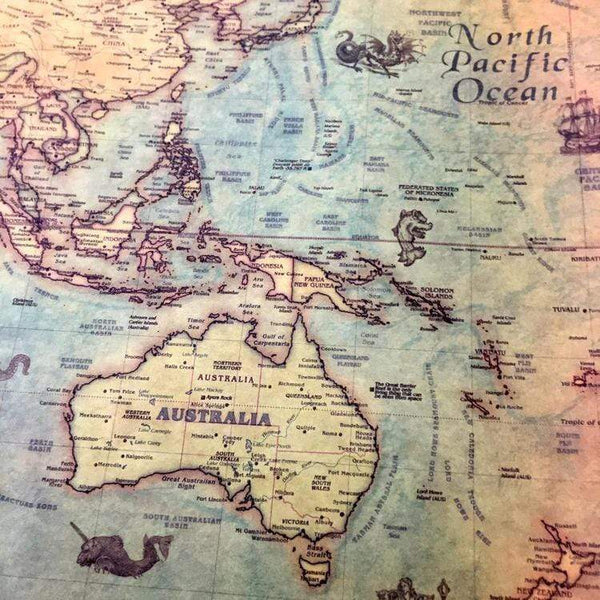 homeandgadget Vintage Nautical World Map Poster