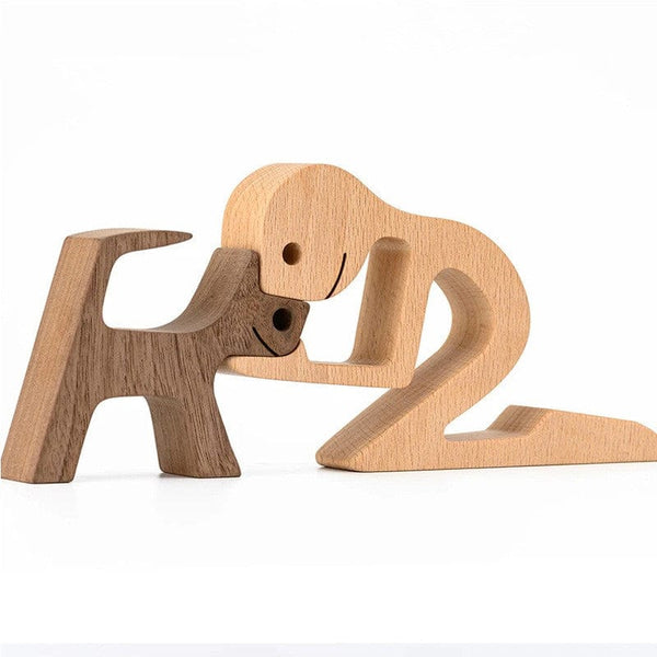 homeandgadget Home Wooden Dog Carved Ornament For Home & Office Decor